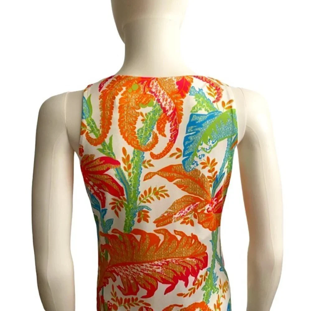Gretchen Scott Swerve Palm Palm Sleeveless Dress XXSmall - Picture 4 of 5